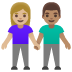 👩🏼‍🤝‍👨🏽 woman and man holding hands: medium-light skin tone, medium skin tone display on Google